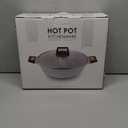 7-QT Shabu Shabu Hot Pot with Divider Double Flavor Divided Stockpot with Glass Lid Dual Sided Soup Cookware for Induction Cooktop Gas Stove Hot Burner