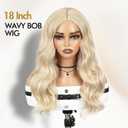 Quantum Love Curly Blonde Wavy Wig for White Women Pre Cut Simulated Lace Curly Wigs 18 Inch Glueless Heat-resistant Synthetic Fiber Wig for Cosplay Daily Party