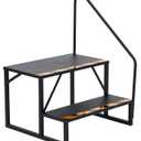 2 Step RV Steps with Handrail, Heavy Duty Portable Stairs for Travel Trailer & Camper | Hot Tub Steps, Outdoor Stairs with Non-Slip Treads & Anti-Skid Tapes, Black Powder Coated Steel