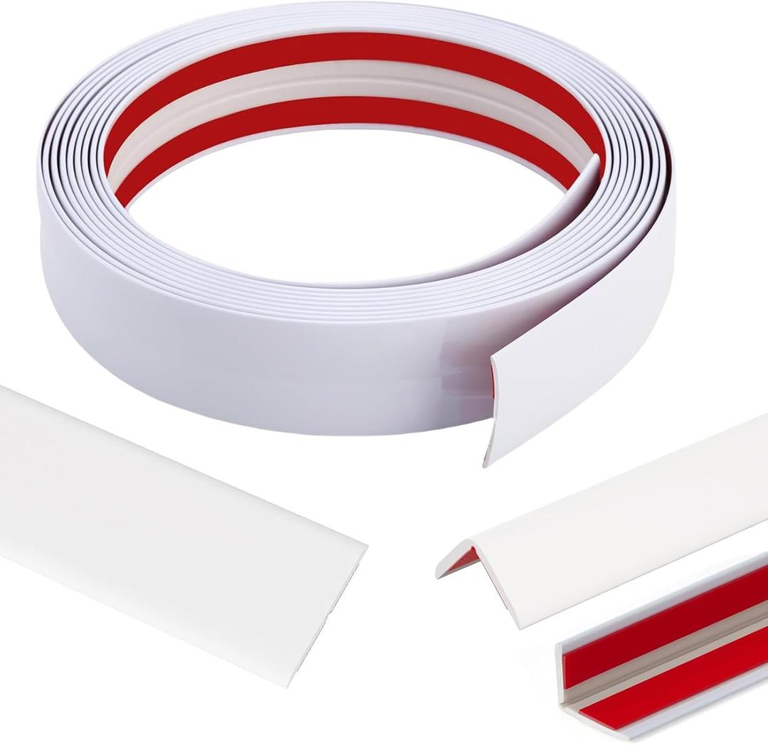 22 Feet Flexible Inside & Outside Corner Trim Molding, Peel and Stick Molding Trim for Walls, Corner Trim molding, Wall Corner Protector (White, Width 1.6 in)