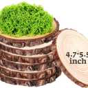 Nuanchu 7 Pack Wood Table Centerpieces with Rustic Wood Slices and Artificial Fake Green Moss for Wooden Fairy Wedding Woodland Table Decor Ideal DIY Crafts (4. 7-5. 5'')