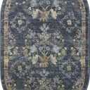 Loloi Rifle Paper Co. Courtyard Collection COU-04 Navy 2'-3" x 3'-9" Oval Accent Rug feat. CloudPile