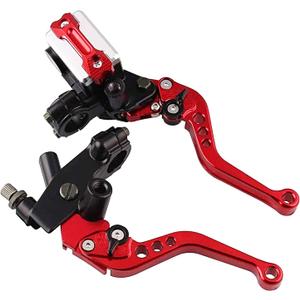 PACEWALKER Universal Motorcycle 7/8" 22mm Handlebar Brake Master Cylinder Clutch Lever CNC Left & Right Set for Honda Kawasaki Suzuki Yamaha Red