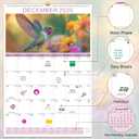 Gannyfer 2026 Wall Calendar,18 Months 22.75" x 15.5" Calendar 2025-2026, Use Now to DEC 2026, Spiral Binding Cute Hummingbird 2026 Calendar,Perfect for Home,School or Office (6 Stickers Included) (Yellow)