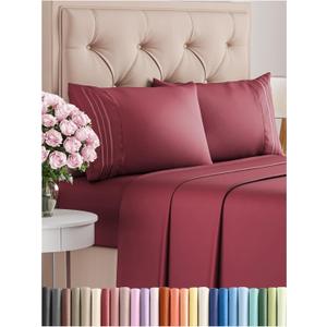 Queen Size 4 Piece Sheet Set - Comfy Breathable & Cooling Bed Sheets Set - Hotel Luxury Bedding for Women, Men, Kids, Teens, Boys & Girls - Deep Pockets, Ultra-Soft, Wrinkle Free - Oeko-Tex - Burgundy