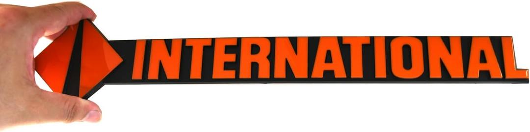 1x International Emblem Hood Side Car Badge Nameplate Logo Compatible with International Truck (Orange)