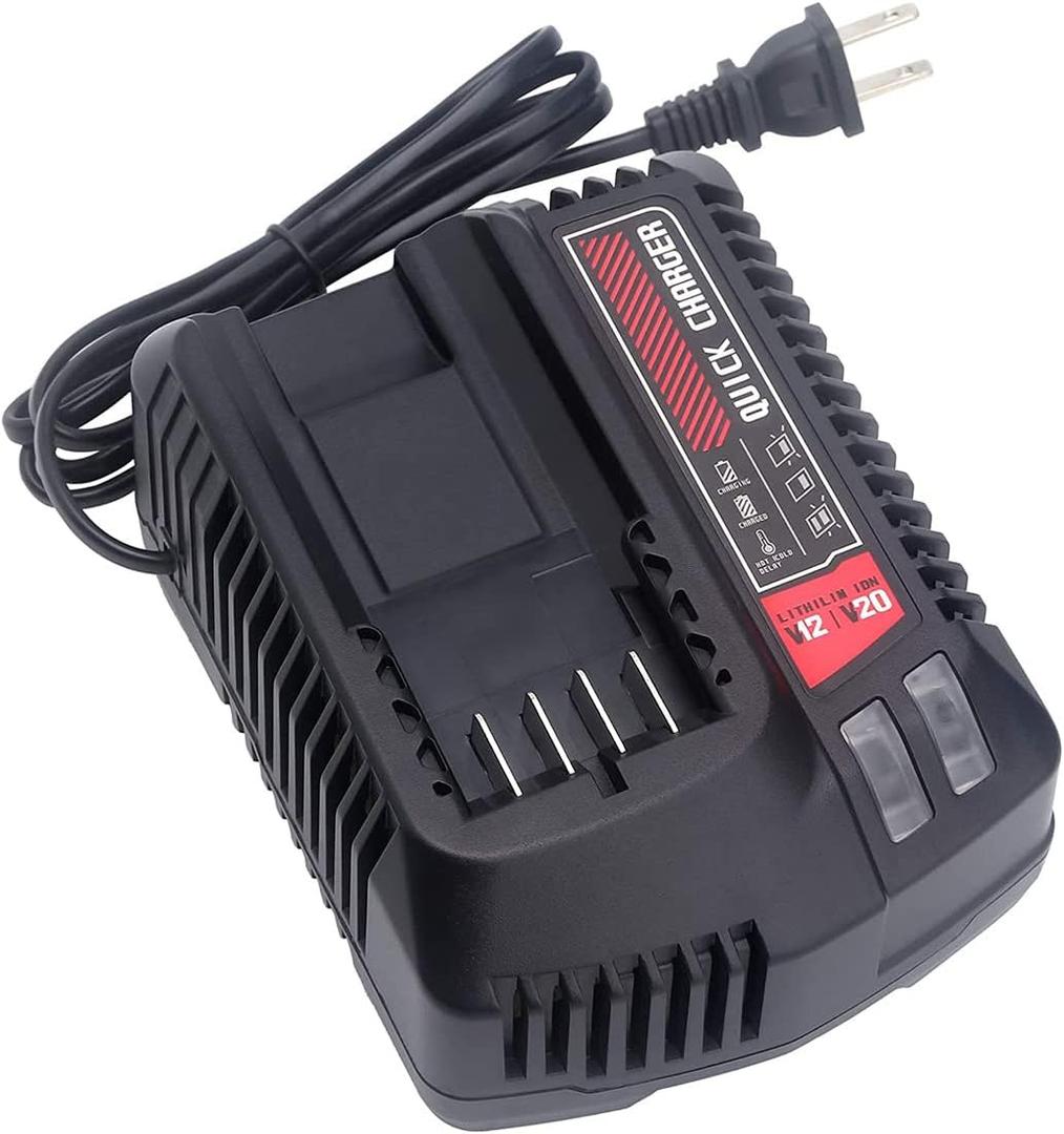 CMCB104 Battery Charger for V12/V20 Lithium Battery CMCB204 CMCB202 CMCB201 CMCB209 CMCB205 CMCB102,US Plug, Black