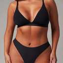 WANDER Seamless Thongs for Women Comfortable No Show Thong Invisible V-waisted Breathable Stretch Panties Underwear 3 Pack (Black, XL)