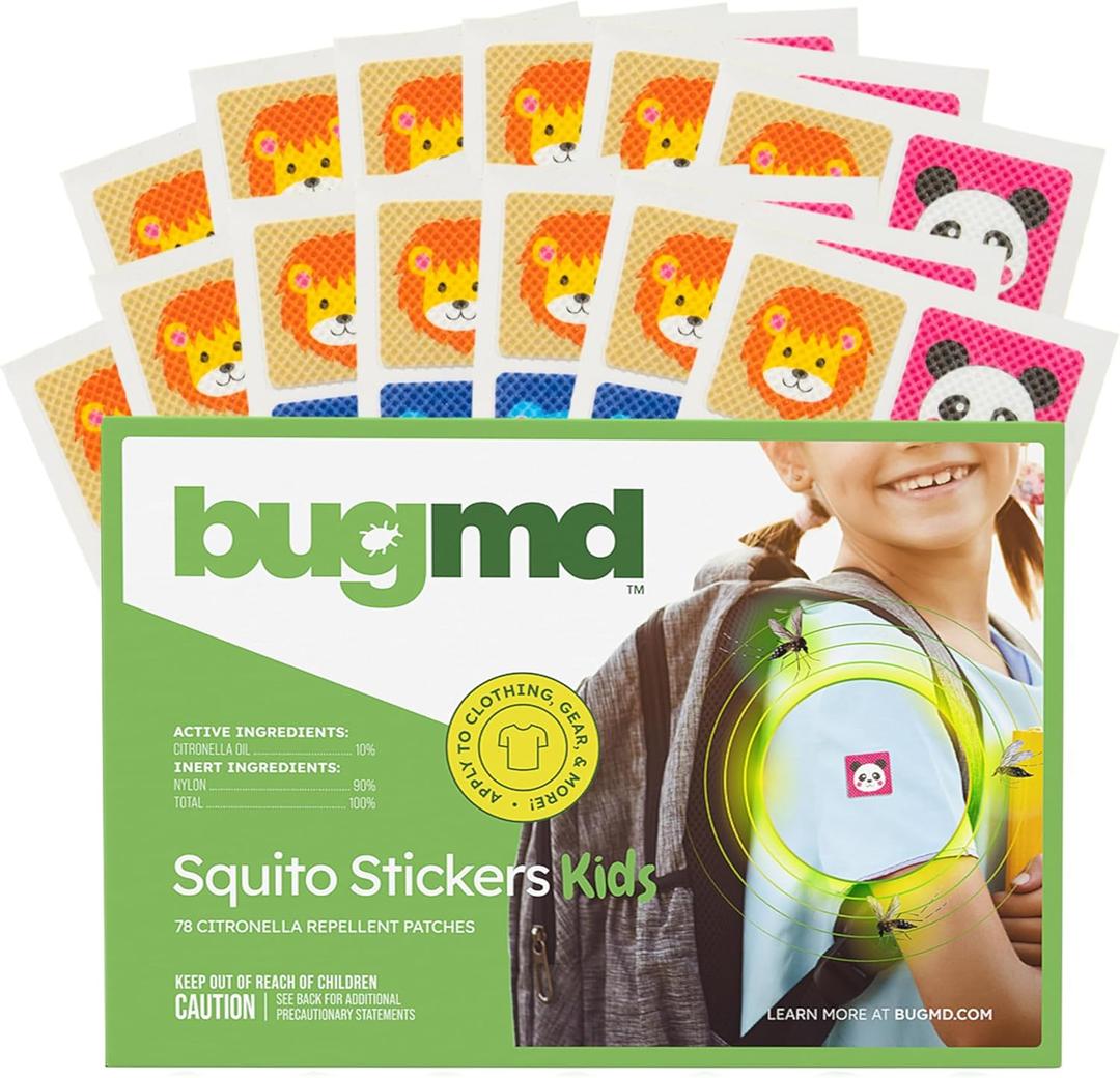 BugMD Squito Stickers Mosquito Repellent Patch Stickers for Kids (78 Stickers), Safe & Effective Insect Repellent Patches for Toddlers, Kids, Camping, Beach & Outdoor Essentials BugMD Squito Stickers Mosquito Repellent Patch Stickers for Kids (78 Stickers), Safe & Effective Insect Repellent Patches for Toddlers, Kids, Camping, Beach & Outdoor Essentials