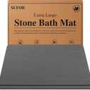 32"x20" Stone Bath Mat 2Pack, Diatomaceous Earth Shower Mat, Non-Slip Super Absorbent Quick Drying Bathroom Floor Mat, Natural, Easy to Clean (Dark Grey)