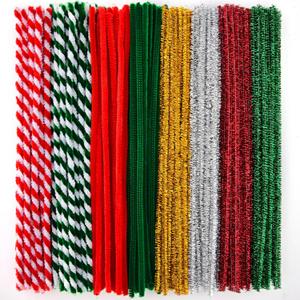 Hapeper 200 Pieces Christmas Pipe Cleaners Glitter Chenille Stems for Arts Crafts Projects Supplies, 8 Colors