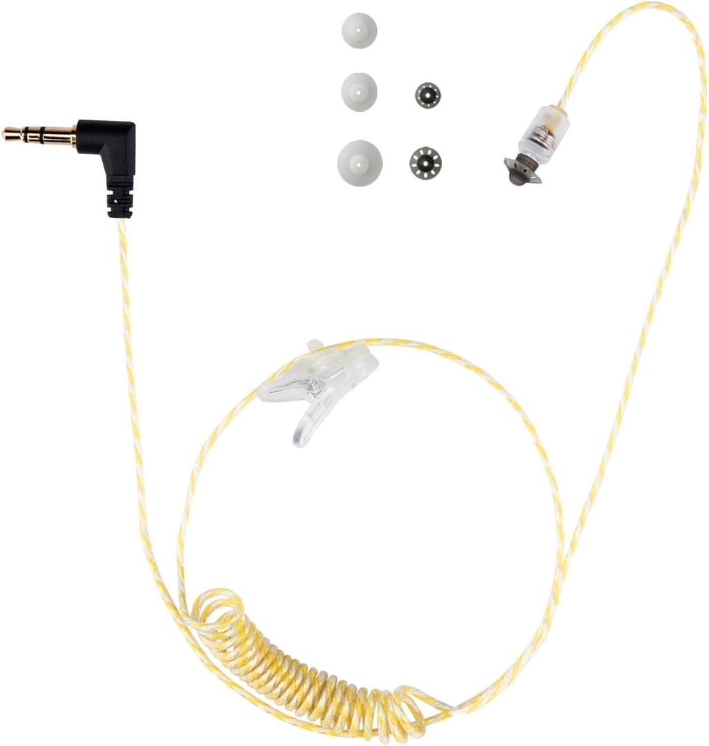 Tubeless Covert Security FBI Police 3.5mm /1 Pin Listen Only Earpiece Headset for Remote Speaker Mic Motorola Kenwood Two Way Radio (22" Cable Yellow)