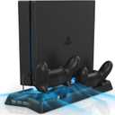 Controller Charger Station for PlayStation4/PS4Slim,Vertical Stand with Dual Controller Charging Dock Station,Dual Cooling Fan and 3 USB Ports(Only for PlayStation4+PS4Slim)
