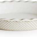 Getstar Ceramic Pie Pan, 9 inch Pie Dish for Baking, Non-Stick, Oven & Dishwasher Safe, Farmhouse Decor Quiche Baking Dish, Pie Plate, Deep Dish Pie Pan (Embossed Dots)