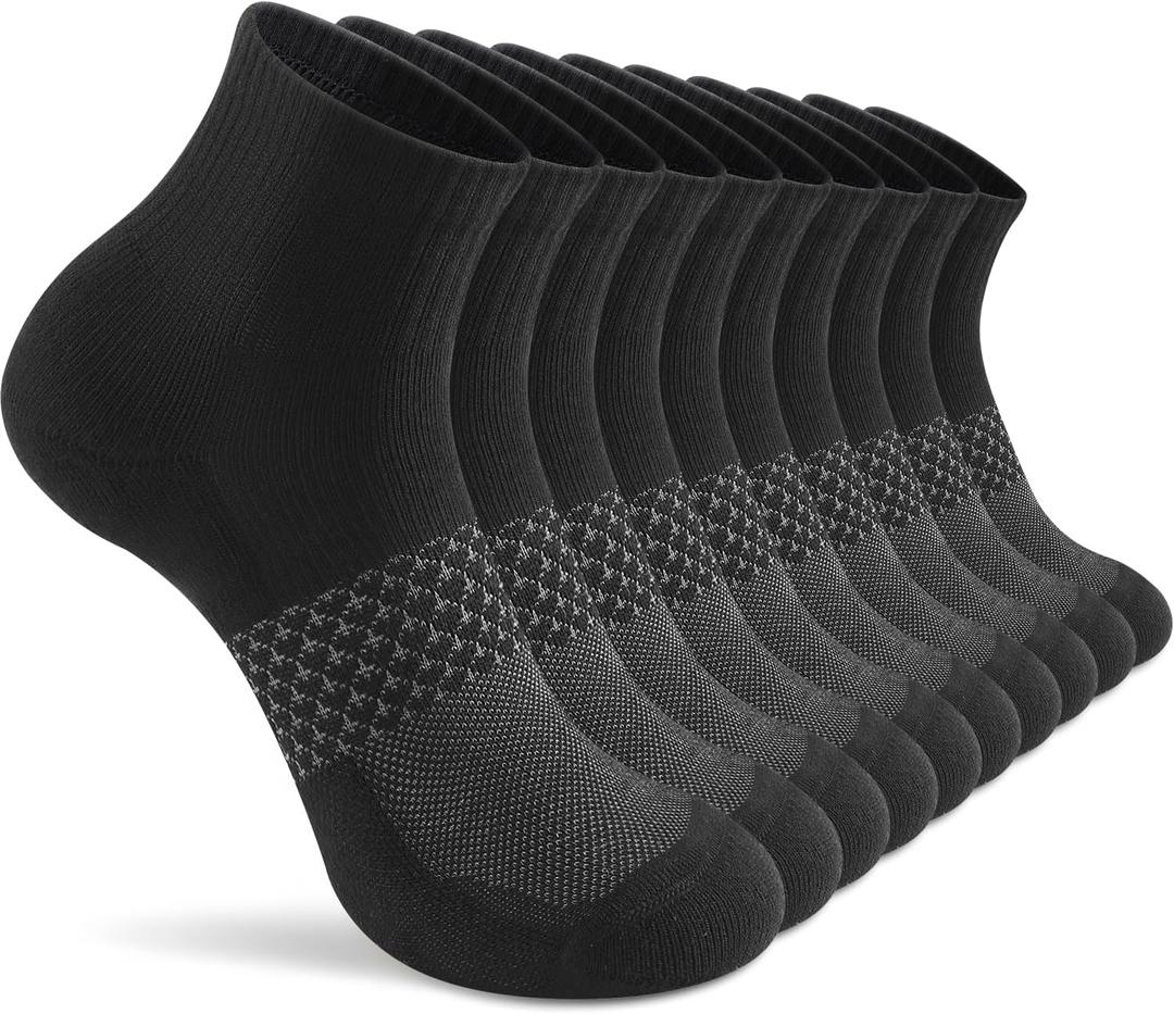 CS CELERSPORT 5 Pairs Women's Ankle Socks Running Athletic Sport Socks with Cushion (Medium, Black)