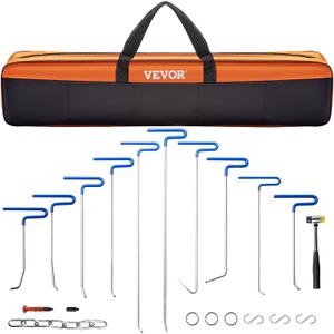 VEVOR Rods Dent Removal Kit, 20 Pcs Paintless Dent Repair Rods, Stainless Steel Dent Rods, Whale Tail Dent Repair Tools, Professional Hail Dent Removal Tool For Minor Dents, Door Dings And Hail Damage