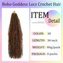 Boho Faux Locs Crochet Hair 30 Inch Goddess Locs 8 Packs Boho Soft Locs with Curly Ends Pre-looped Long Bohemian River Locs Crochet Hair for Black Women(30Inch, #30)