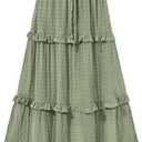 BTFBM Women's Long Summer Skirt 2026 Elegant High Waist Cocktail Party Wedding Guest Dress Flared A-Line Midi Skirts(Green, Medium)