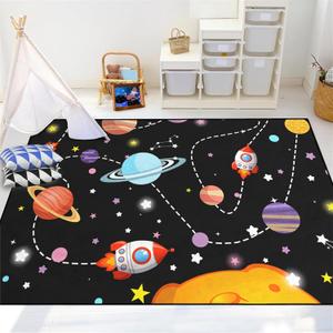 Galaxy Starry Area Rug - Space Rug for Kids Room Solar System Galaxy Planets Carpet for Boys Bedroo Planet Print Carpet for Kids Bedroom Playroom Decor,5'7' (Multi-248)