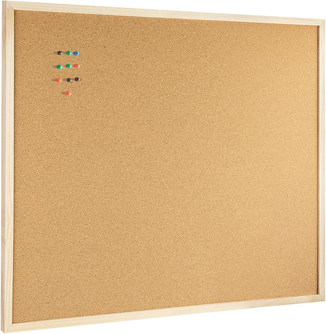 OWLKELA 24'' x 36'' Cork Board Bulletin Board, Wooden Framed Corkboard, Wood Oak Frame Corkboard, Vision Board and Decorative Hanging Pin Board