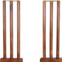 Wooden Cricket Wicket Stumps Multi-Surface Placement with Wood Base. 3 Wickets and 2 Bails