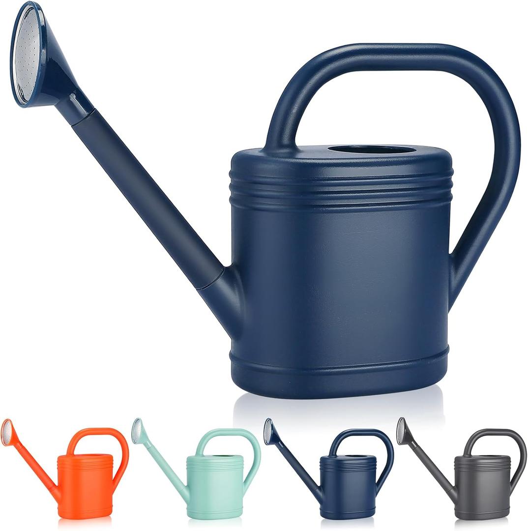 1 Gallon Watering Can for Indoor Plants, Garden Watering Cans for Outdoor Plant House Flower, Modern Plant Watering Can Large Long Spout with Sprinkler Head (Blue)