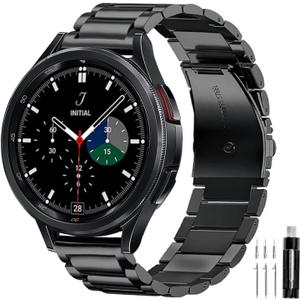 GOLDTOLUCK Stainless Steel Band Compatible with Samsung Galaxy Watch 8 7 6 5 4 Classic FE Pro 40mm 44mm 46mm 43mm 47mm 45mm 42mm 20mm Men Women Milanese Replacement Metal Elegant Casual (Black)