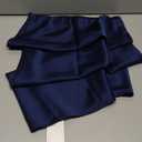 Skrtimory Womens Satin Silk High Waist Slit Midi Skirt Elastic Waistband Midi Skirts for Women Navy Blue, M Size