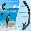 Snorkeling Gear for Adults, Mask Fin Snorkel Set, Dry Top Snorkel Mask, Panoramic View Anti-Leak Anti-Fog 3 in 1 Snorkeling Kit Travel Diving Package with Storage Bag L/XL