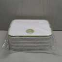 Dumplings Storage with 4 Layers, Stackable with Buckle, Lid & Handle for Cookies Wonton Donuts Box Organizer For Fridge, White-Green