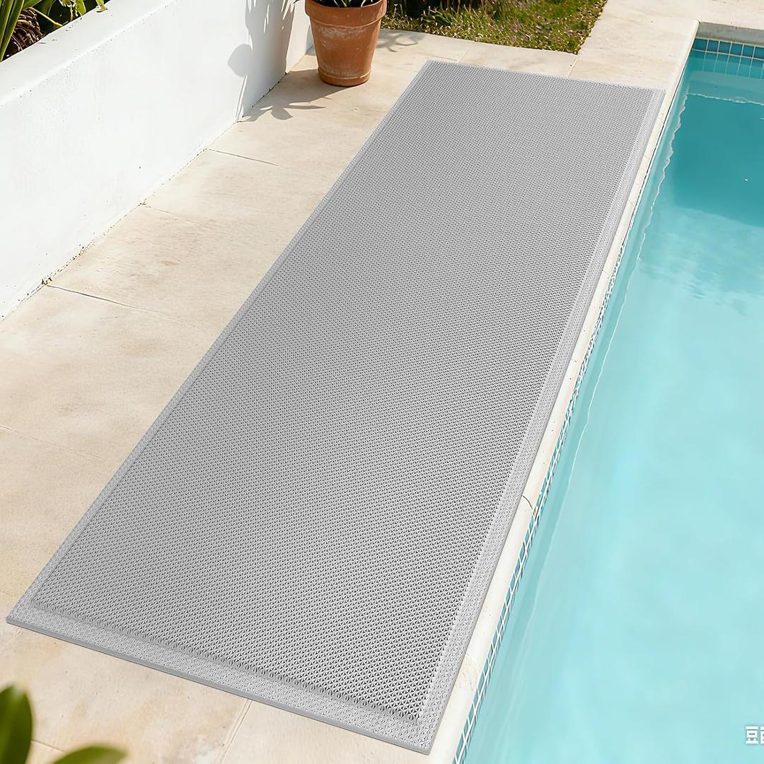 Front Door Mat 24''x71'', Drainage Heavy Duty Dirt Trapping Non-Slip Doormats, Outdoor Rubber Floor Mats, Restaurant Commercial Kitchen Industral Pool Entrance Bar Wet Area, Grey