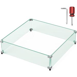NUPICK Fire Pit Wind Guard, 25 inch Wind Guard for 30/31/32 inch Square Fire Pit Table, Clear Tempered Glass 5/16inch Thick