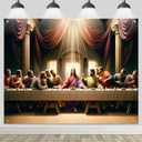 The Last Supper Backdrop 8x6ft Jesus Banner Christian Religious Background Biblical Wall Decor Church Easter Prayer Worship Indoor Outdoor Photography Display for Faith Celebration