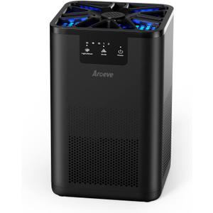 AROEVE Air Purifiers for Bedroom Air Purifier With Aromatherapy Function For Pet Smoke Pollen Dander Hair Smell 20dB Air Cleaner For Bedroom Office Living Room, MK06- Black (Medium)
