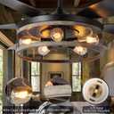 Ohniyou Farmhouse Ceiling Fan with Lights and Remote,52 inch Rustic Ceiling Fan with Caged Light Fixture, Retro Black Outdoor Ceiling Fans for Patio,Living Room,Dining Room,Bedroom