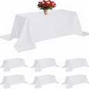 6 Pack White Tablecloth 90 x 132 Inch Table Cloth for 6 Foot Rectangle Tables, Wrinkle Resistant Washable Polyester Fabric Table Covers for Party, Wedding,Dining,and Banquet