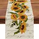 Seliem Fall Sunflowers Table Runner, Vintage Spring Summer Flower Home Kitchen Dining Decor, Seasonal Farmhouse Floral Decorations Indoor Outdoor Party Supply 13 x 60 Inch