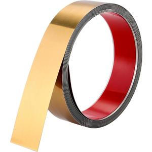 Brushed Metal Trim, Peel and Stick Wall Trim Molding, Stainless Steel Self-Adhesive Wall Trim for Mirror Frame, Fireplace and Microwave Gap Filler (Gold, 16.4ft x 1.6in)
