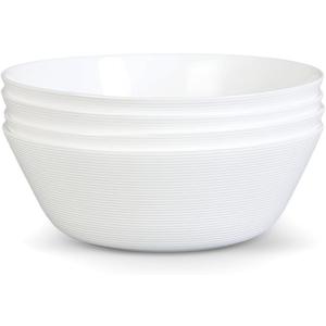 LaGlint 38 OZ Soup Bowl Set of 4, Opal Glass 7.5 inch White Bowls for Ramen, Noodle, Salad, Fruit, Pho, Dishwasher and Microwave Safe