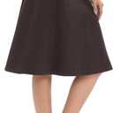 Urban CoCo Women's A-Line Elastic High Waist Flare Work Midi Knee Length Stretchy Skirt (Brown, S)