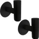 Matte Black Adhesive Wall Hooks 2 Packs, Heavy Duty Sticky Towel Hooks for Bathroom Kitchen Door, Wall Mounted Stick on Hook for Coat Towels Keys Robe (Black)