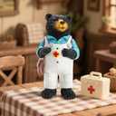 Black Bear Figurine Home Decor Bear Statue,for Office, Desk, and Shelf Decoration,Doctor Themed Birthday Gifts