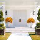 16 Bundles Artificial Fall Mums Outdoor UV Resistant, Fake Silk Plants No Fade Faux Greenery for Garden Porch Patio - Autumn Thanksgiving Christmas Home Decor (Fall Yellow)