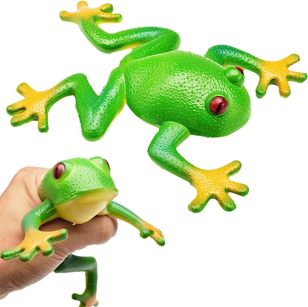 3 x Decompress and Stres Frog Toys, Realistic Frog Figurines Simulation Animal Model Soft Stretchy Spoof Vent Stress Toy Frog Party Decor for Relief, Elastic Spoof to Vent Stress Party Toy
