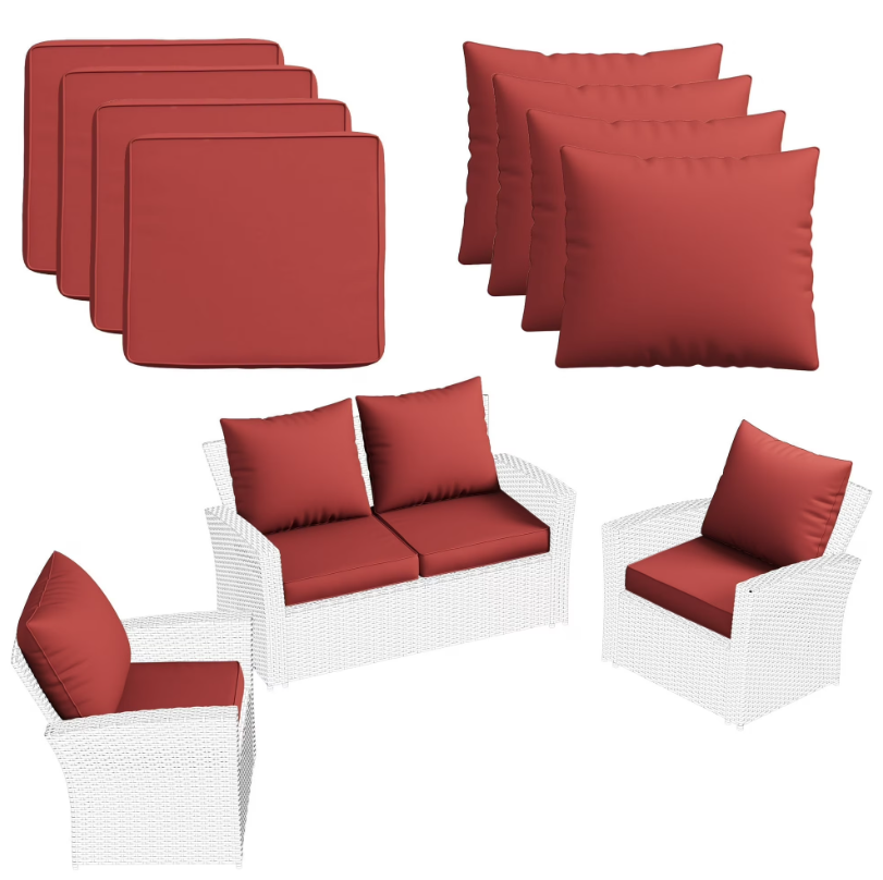 MRUAKA Outdoor Cushions for Patio Furniture, 4'' Replacement Cushions for Outdoor Furniture, Set of 4 Water-Resistant Outdoor Sectional Cushions for Sofa Couch Chair 