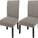 GoodtoU Dining Room Chair Covers, Stretch Kitchen Chair Covers Set of 2, Washable Removable Chair Seat Protector for Home & Hotel, Taupe