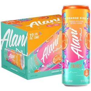 Alani Nu ORANGE KISS, Sugar Free, Low Calorie Energy Drinks, 200mg Caffeine, Biotin, B Vitamins, Zero Sugar, 10 Calories, 12 Fl Oz Cans, 12 Pack