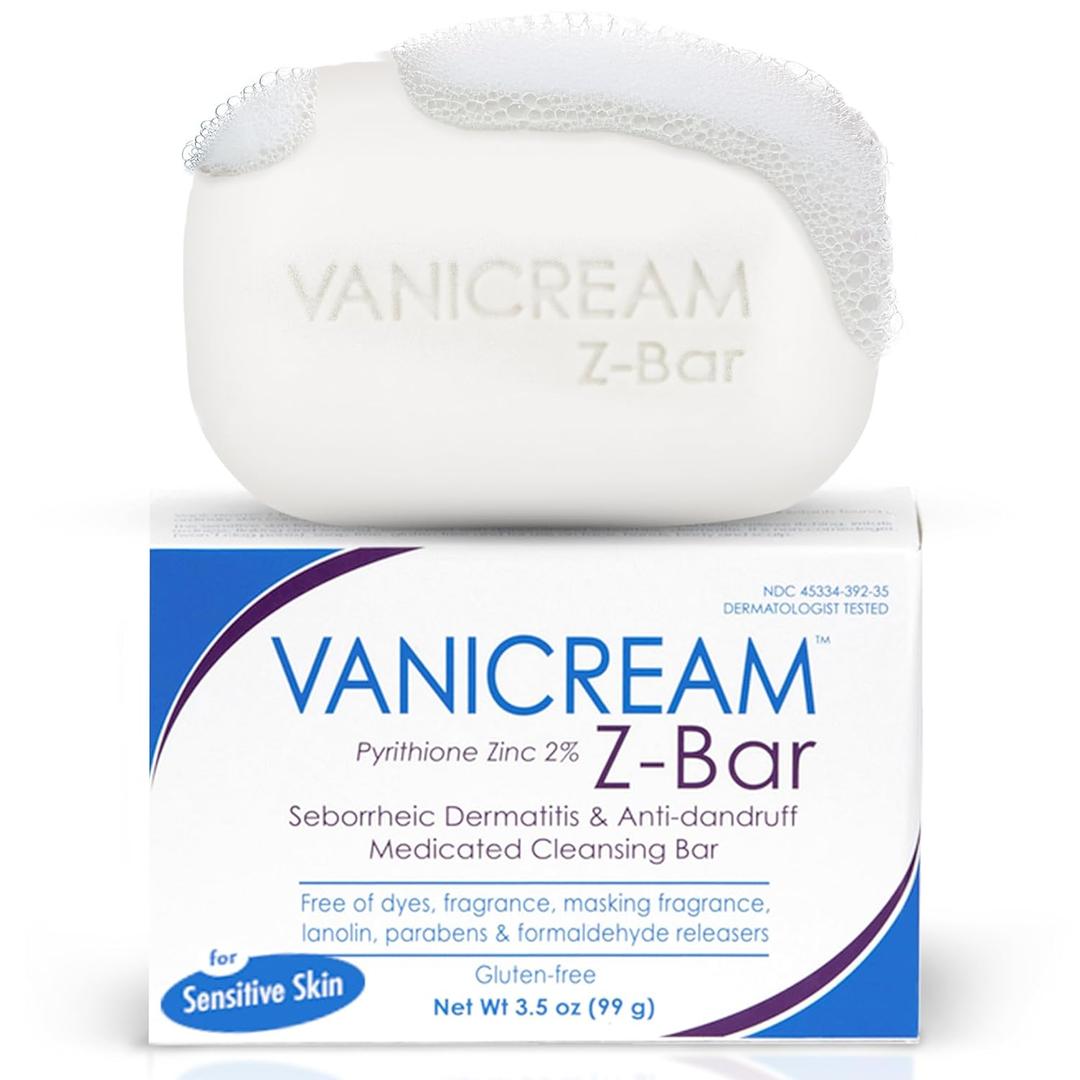 Vanicream Z Bar, Seborrheic Dermatitis & Anti-Dandruff Medicated Bar, 3.5 Oz, Formulated without Common Irritants for Sensitive Skin, 2% Pyrithione Zinc Helps Relieve Itching, Redness & Flaking (3.5 Ounce (Pack of 1))