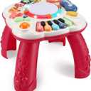 Baby Toys 6 to 12-18 Months, Musical Activity Table for 1 Year Old Boys Girls Gifts, Toddler Infant Toys, Length 12.99 Inches Width 12.99 Inches Height 12.6 Inches (33cm W x 33cm L x 32 cm H) (Red)