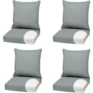 Arden Outdoor Foam Deep Seat Cushion (4-Pack), 22x24, Premium High-Density Foam, Never Flattens, Weather-Proof for Patio Chair Sofa Couch, Stone Grey Leala